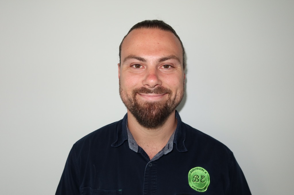Bryce, licensed electrician at BE Electrical and Automation, on site